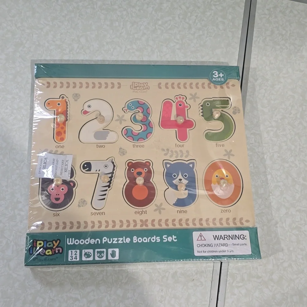 I Play I Learn Wooden Puzzle Board Set NWT 2 Pack